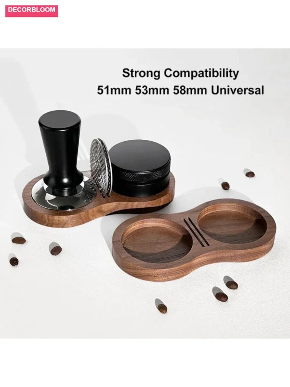 Espresso Tamping Station Walnut Coffee Organizer Tamper Holder Barista Tool